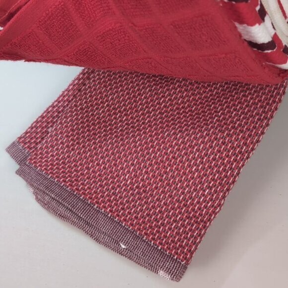 NEW Kate Spade Kitchen Towel Set 5 Pairs Dish Towels Cherry Plaid Chevron Red - Picture 7 of 13
